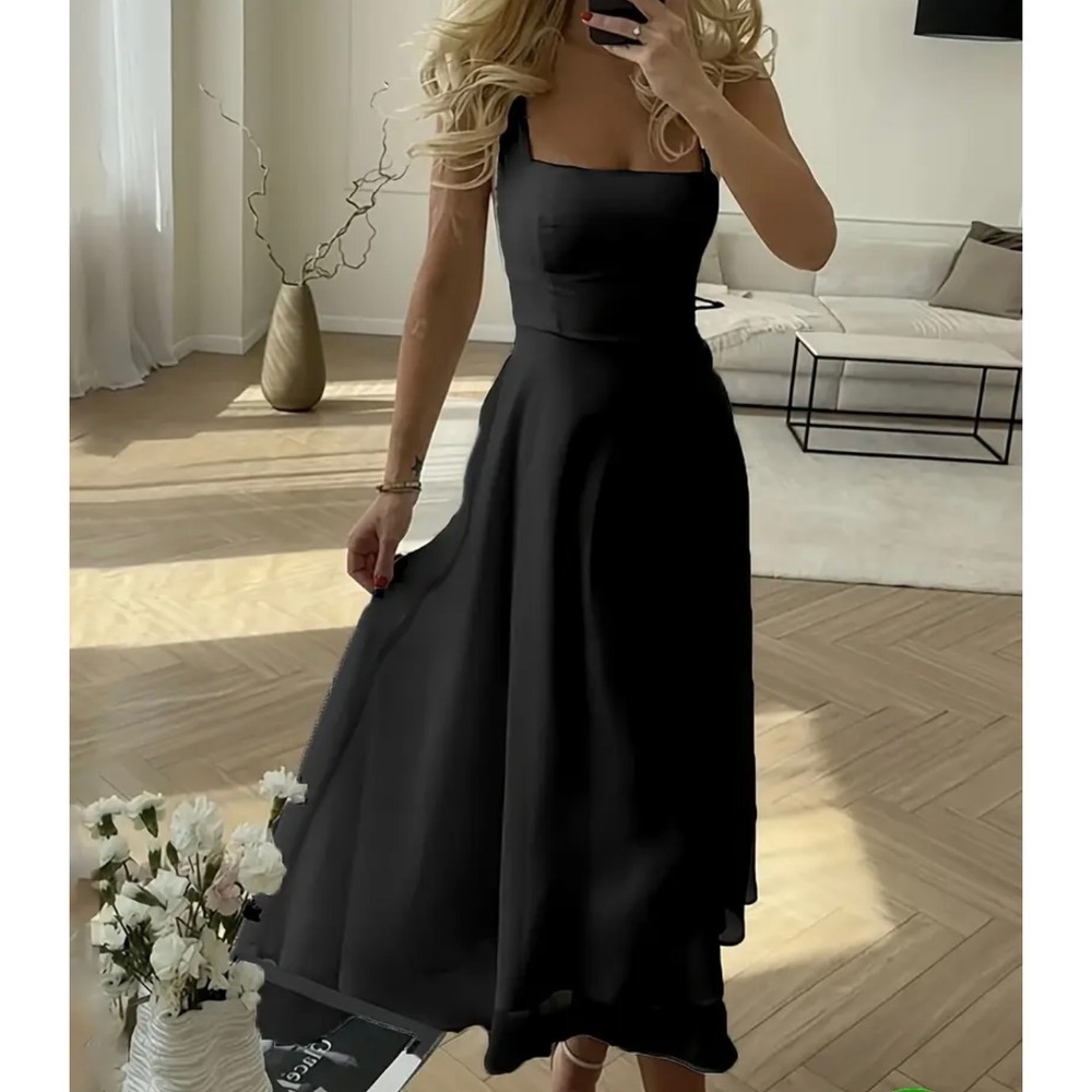 Commense Semi-Sheer Cami Long Dress black‎ size S - Picture 3 of 11